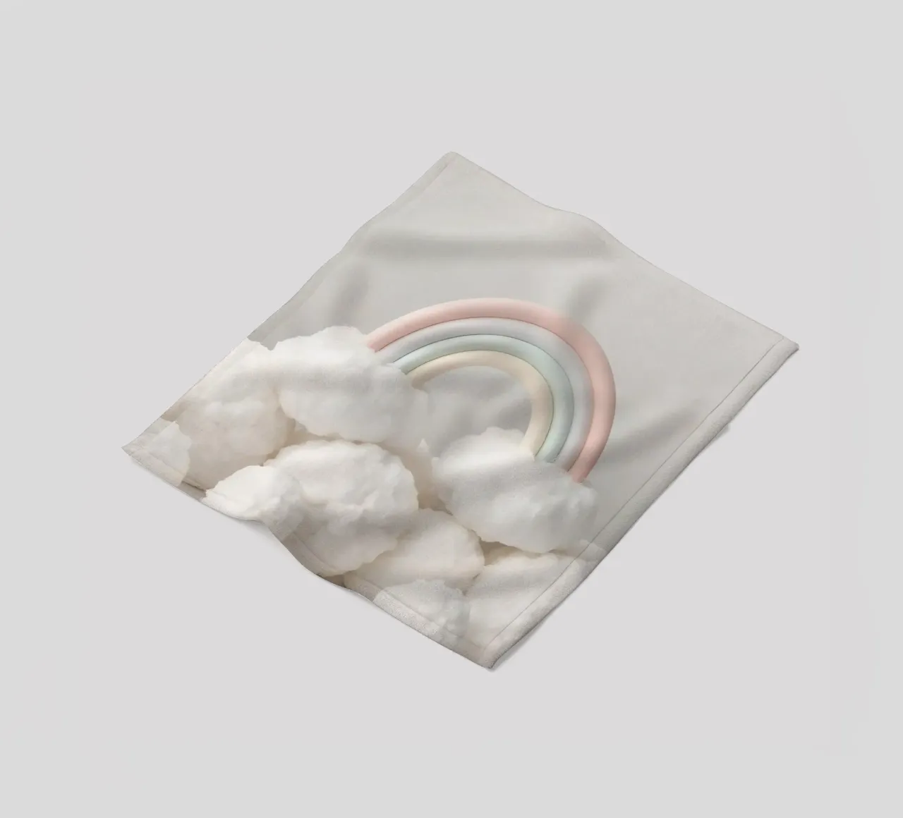 Simpatico arcobaleno pastello con nuvole bianche e soffici coperta in pile da DesignDoodle