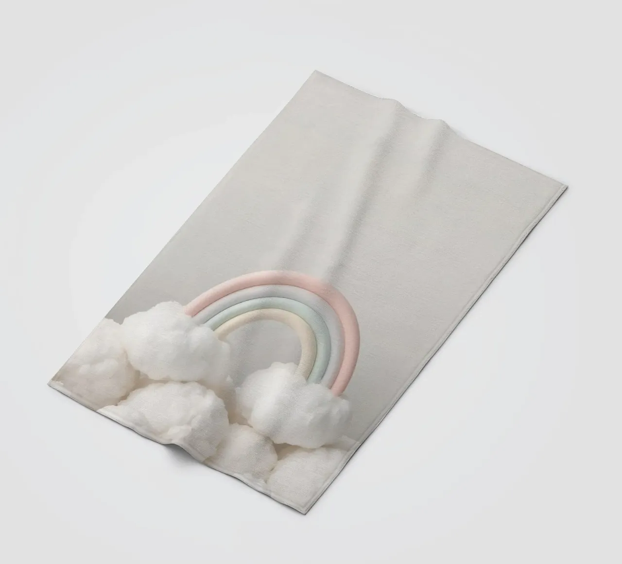 Simpatico arcobaleno pastello con nuvole bianche e soffici coperta in pile da DesignDoodle