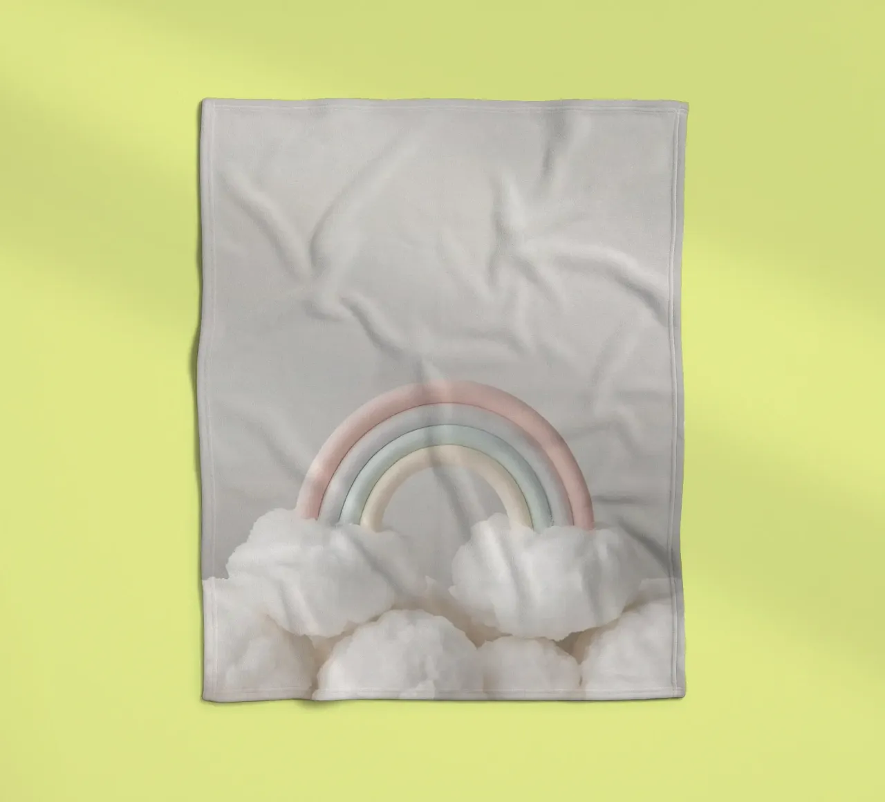 Simpatico arcobaleno pastello con nuvole bianche e soffici coperta in pile da DesignDoodle