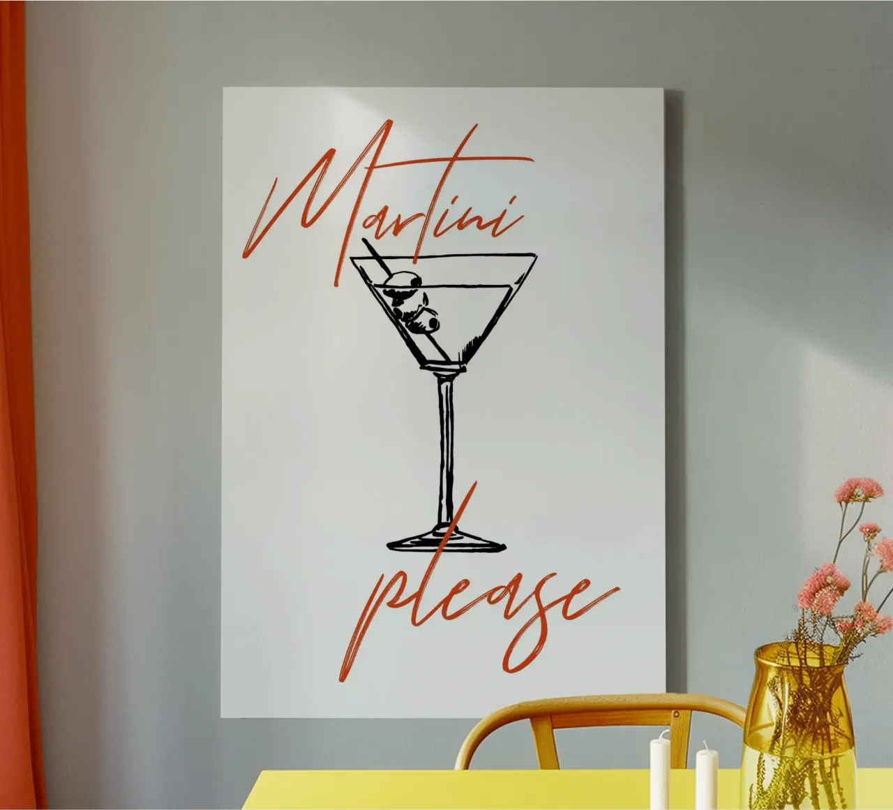 Boho Food 6 Martini Please canvas met Baklijst van Boho Print Collection