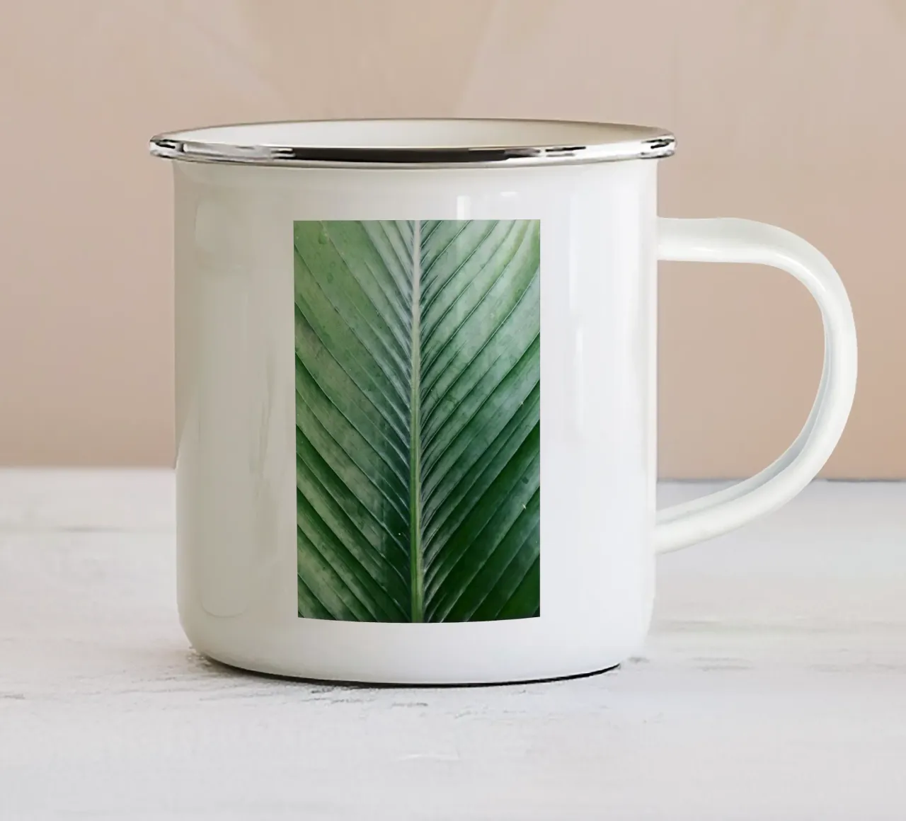 Foglia di palma tazza in smalto da lesuki