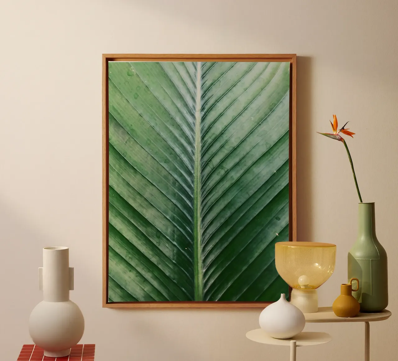 Palm leaf canvas with Floater frame by lesuki