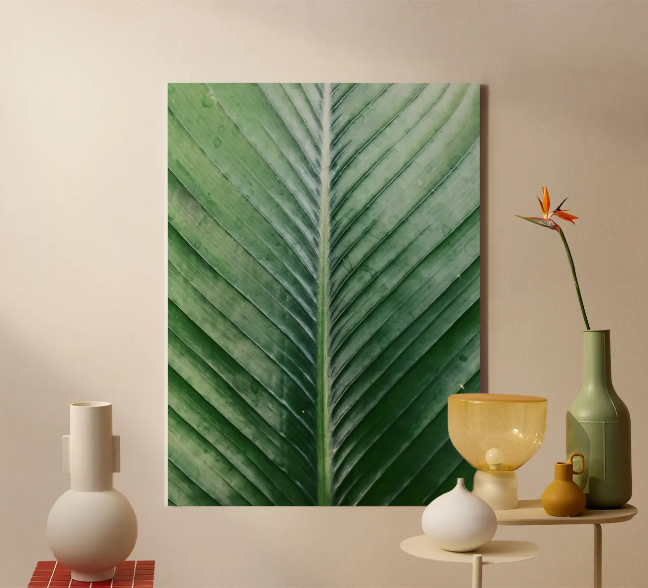 Palm leaf canvas with Floater frame by lesuki