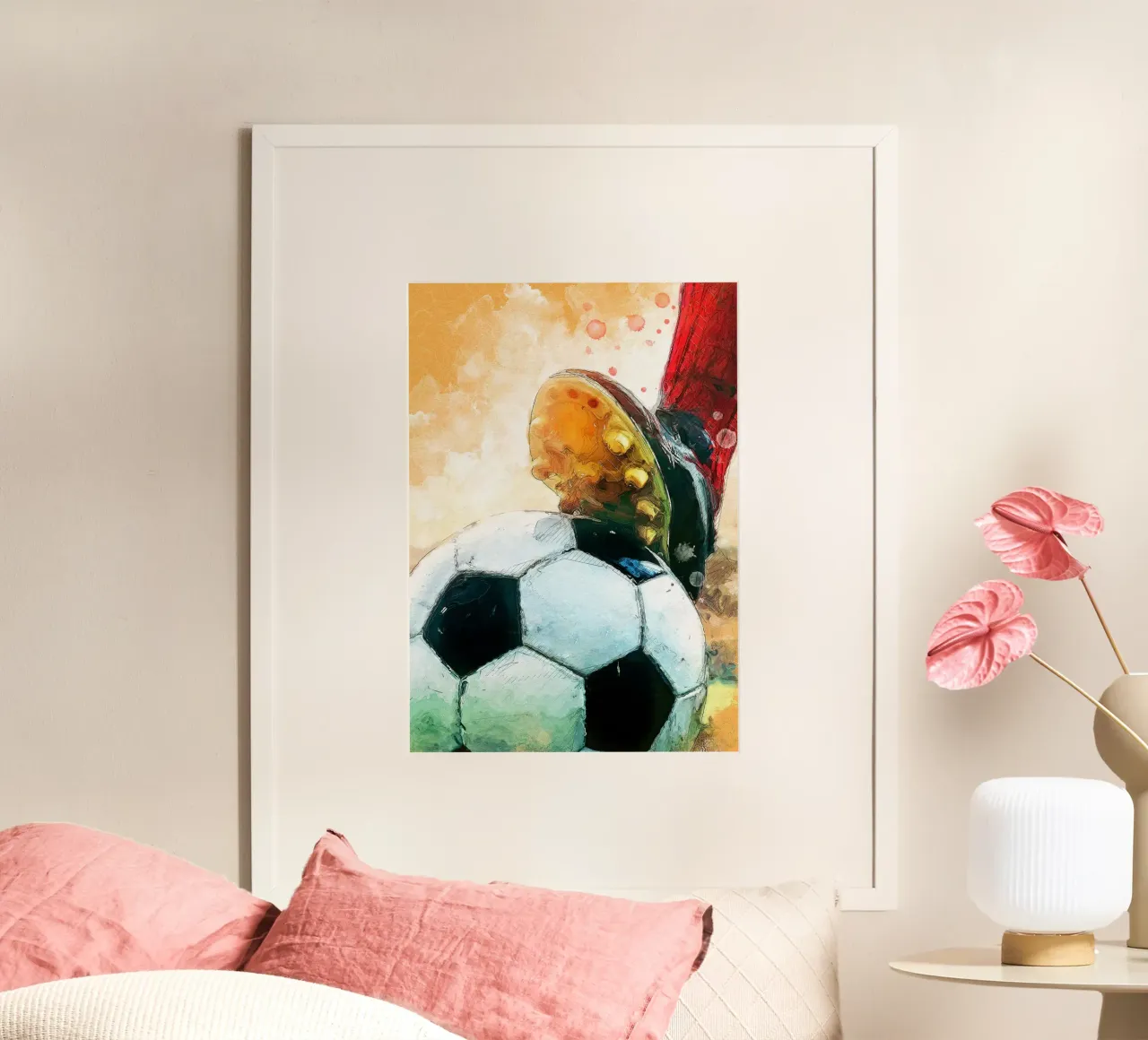 Giocatore di calcio sport art 1 poster con telaio in plastica da Justyna Jaszke JBJart