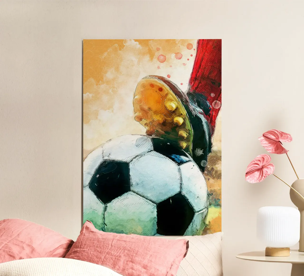 Giocatore di calcio sport art 1 poster con telaio in plastica da Justyna Jaszke JBJart
