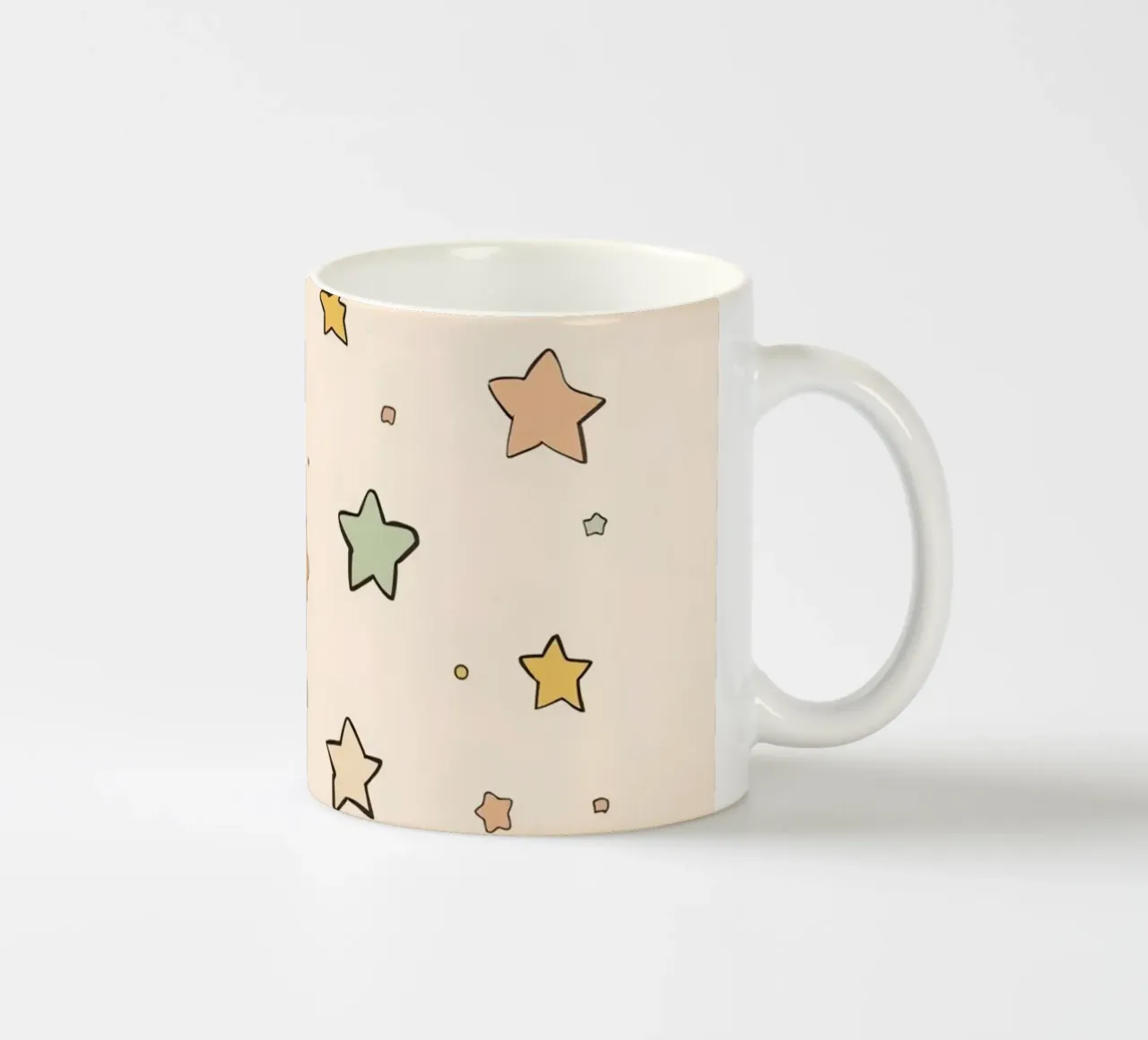 Cute Pattern of Stars on Light Peach Background ceramic mug by DesignDoodle