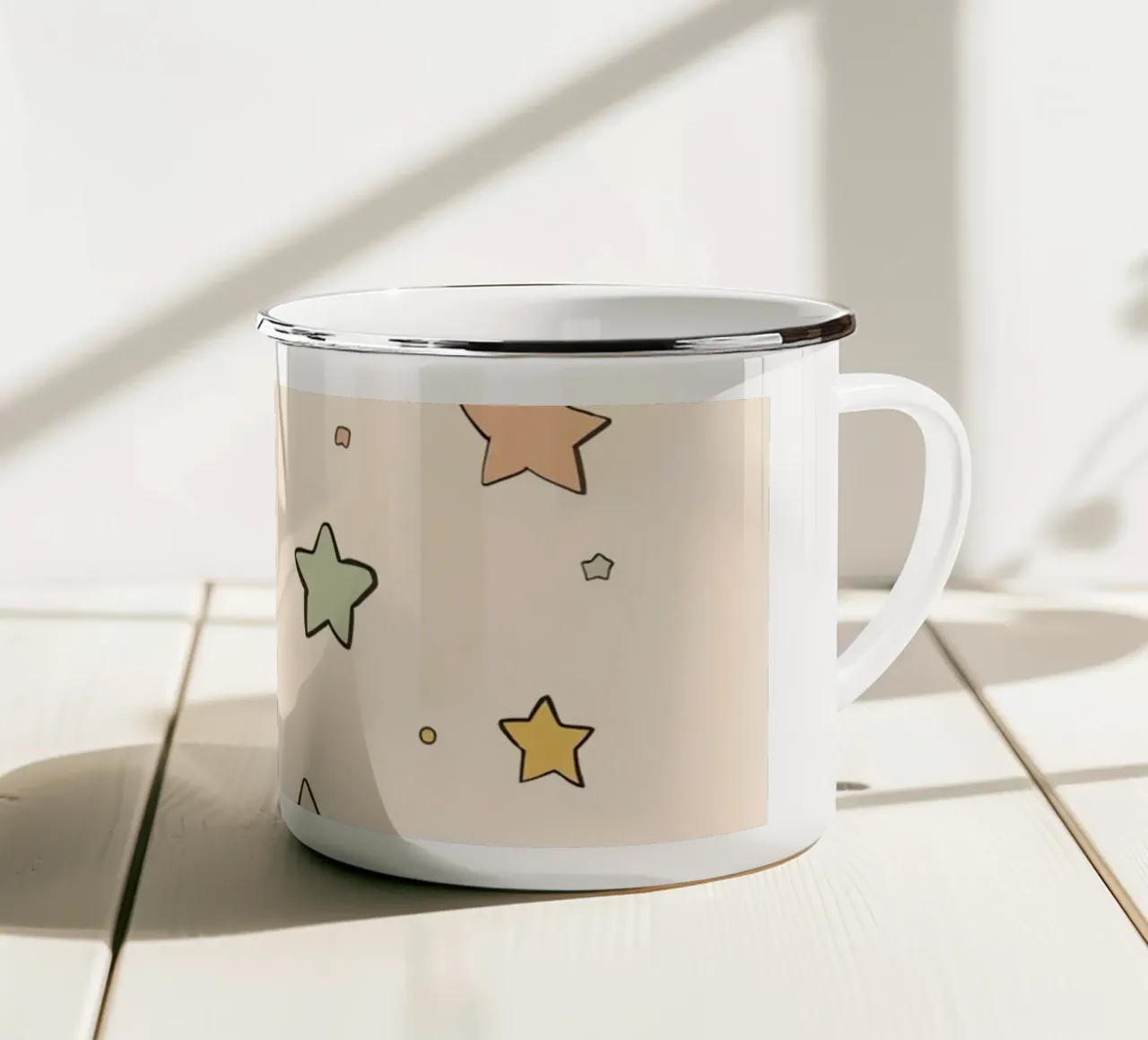 Cute Pattern of Stars on Light Peach Background enamel mug by DesignDoodle