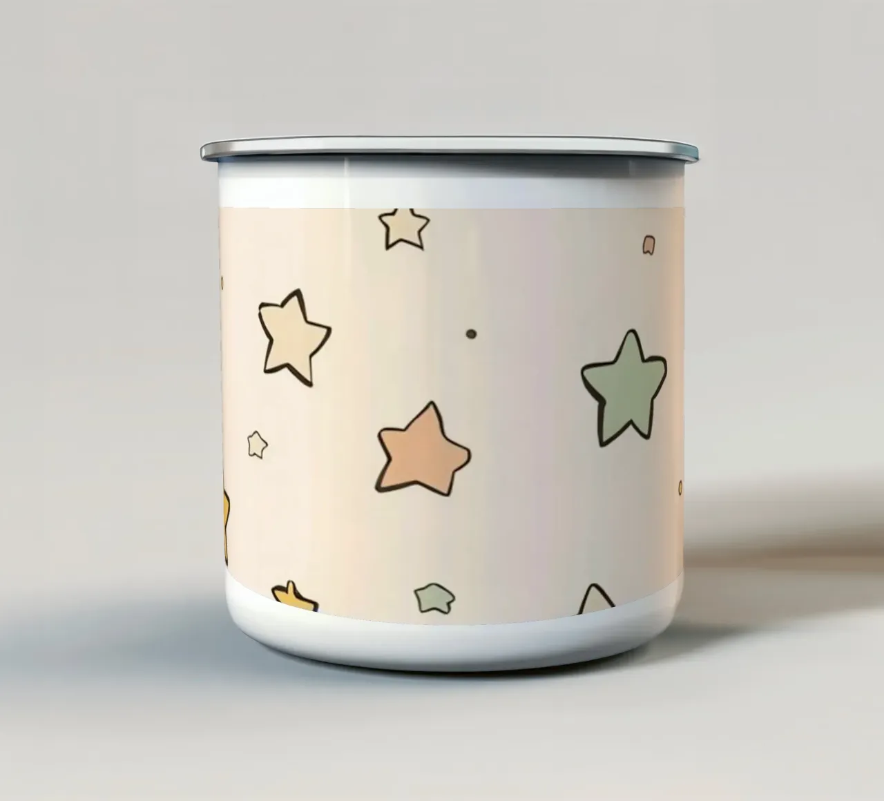 Cute Pattern of Stars on Light Peach Background enamel mug by DesignDoodle