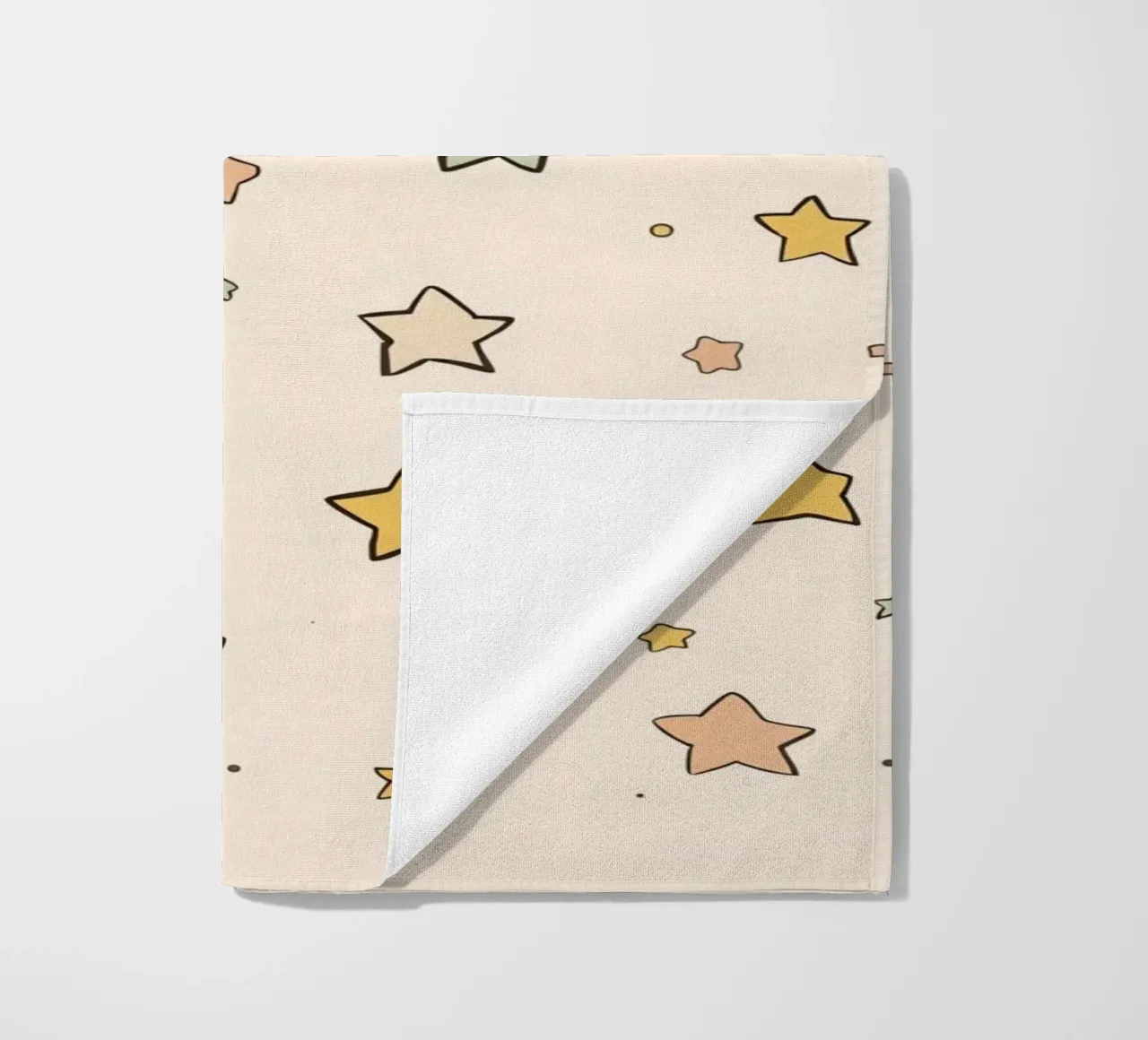 Cute Pattern of Stars on Light Peach Background beach towel by DesignDoodle