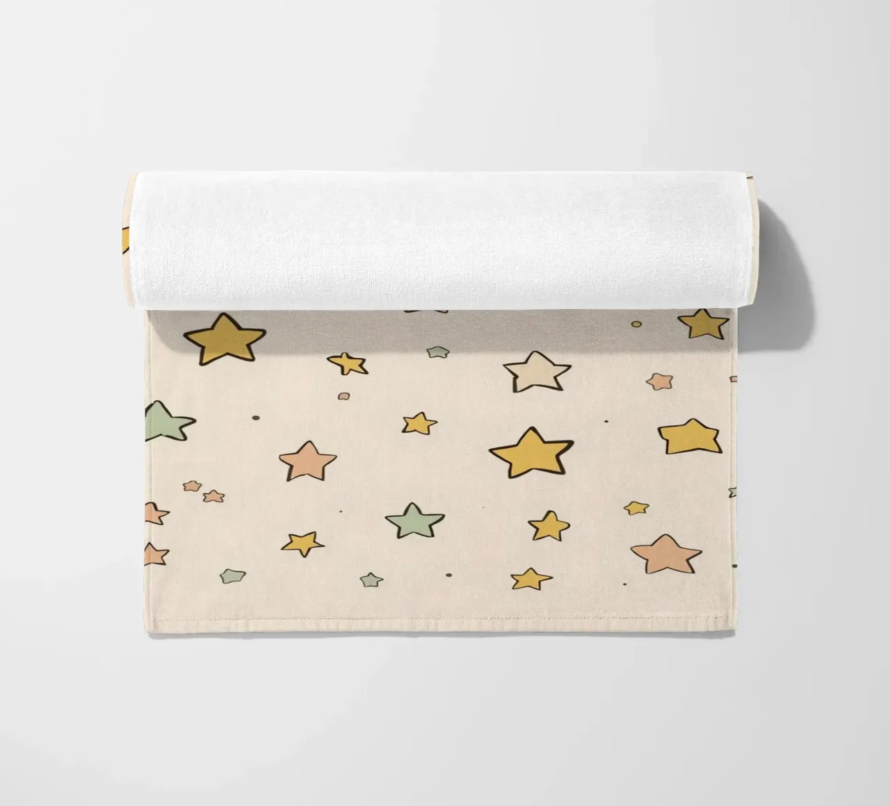 Cute Pattern of Stars on Light Peach Background beach towel by DesignDoodle