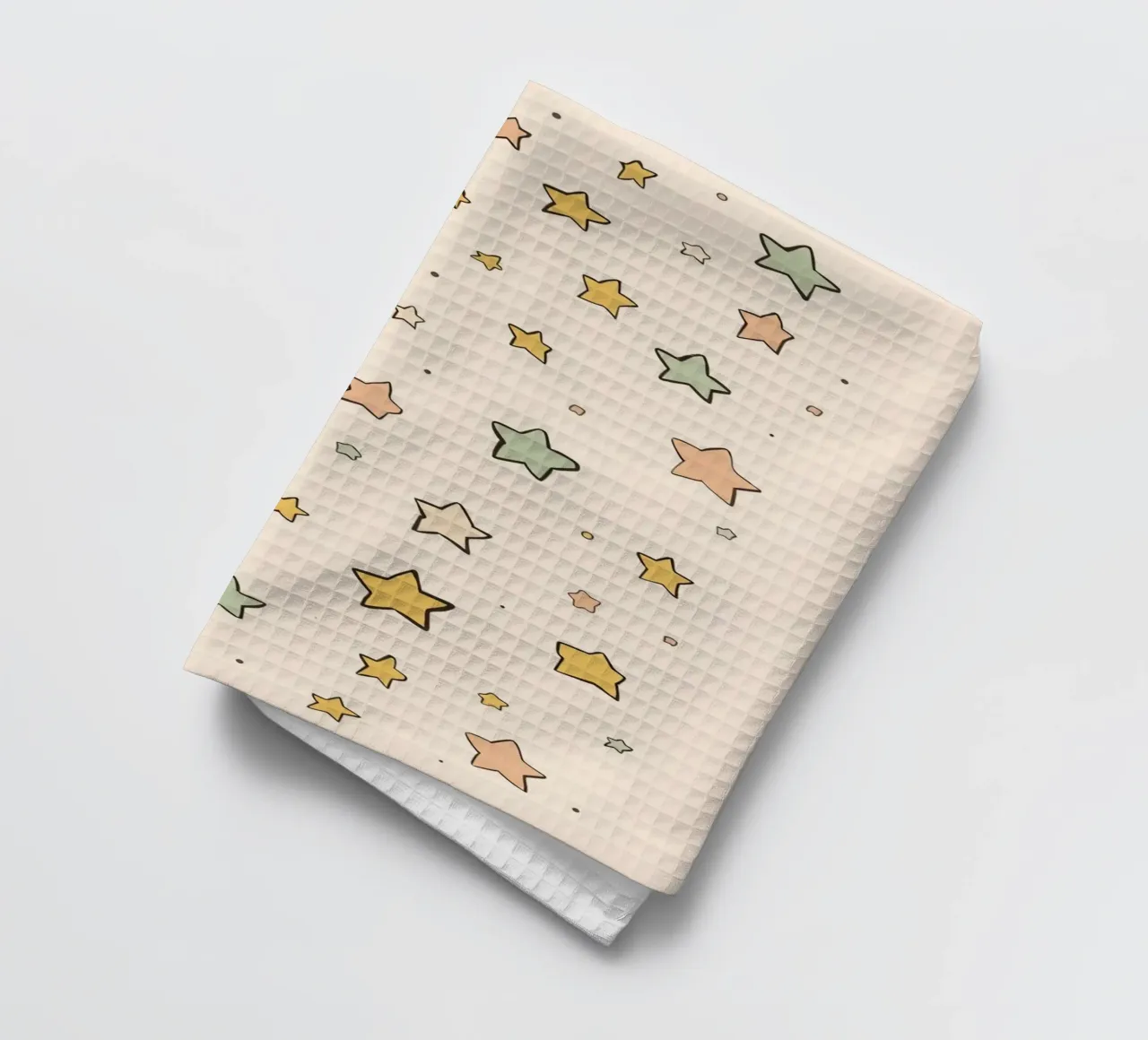 Niedliche Muster von Sternen auf hellem Pfirsich Hintergrund Geschirrtuch von DesignDoodle