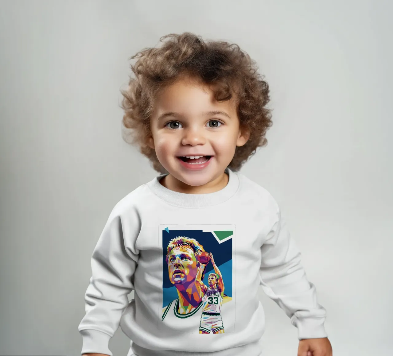 Ritratto pop art di Larry Bird felpa neonato da Hantamrata