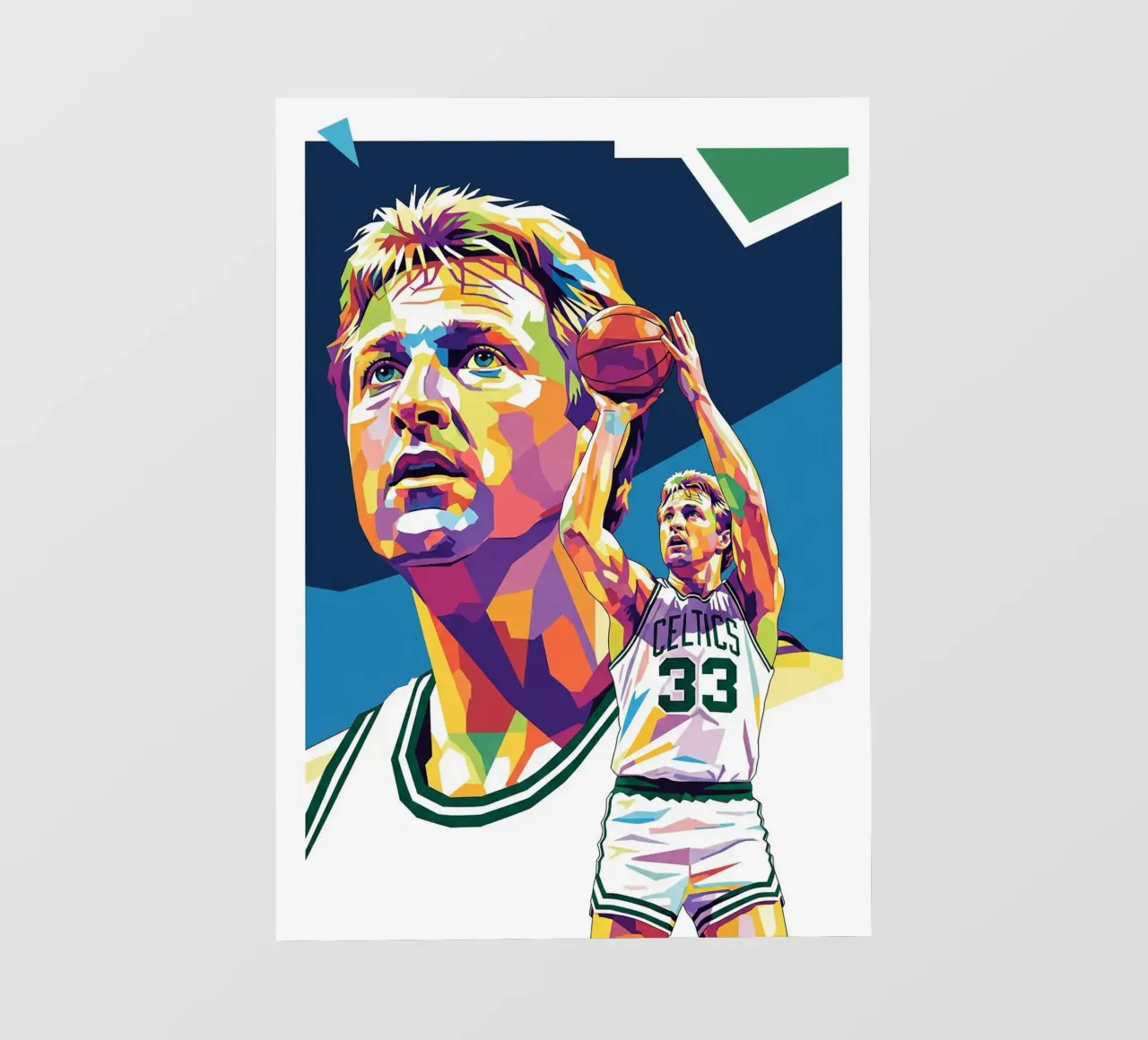 Ritratto pop art di Larry Bird pellicola backlit da Hantamrata