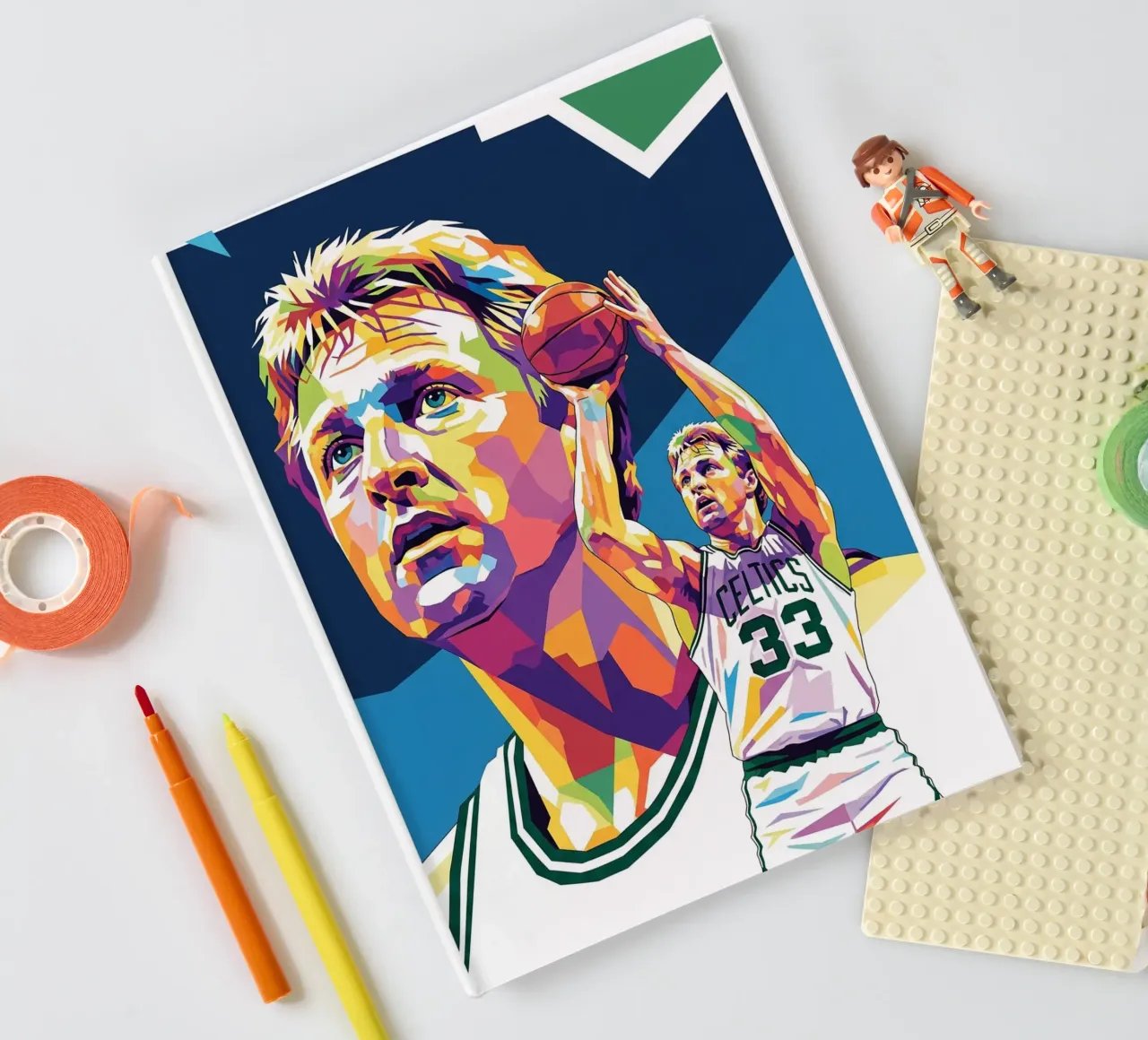 Larry Bird pop art portrait notebook by Hantamrata