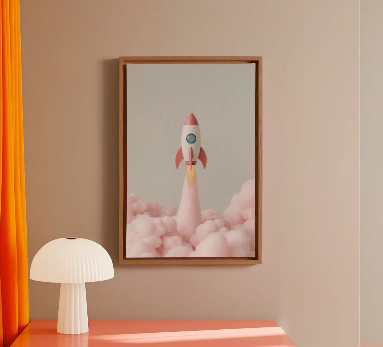 Fusée rétro mignonne s'élançant dans la fumée rose toile avec Caisse américaine de DesignDoodle