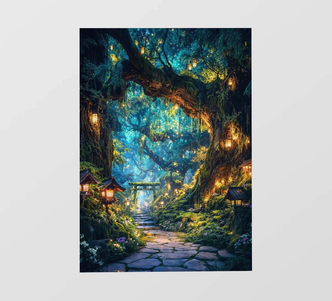 Lantern Path of the Spirit Grove pellicola backlit da Pixaverse