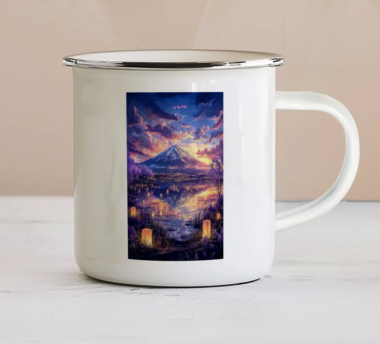 Fuji’s Lantern Dreamscape tazza in smalto da Pixaverse