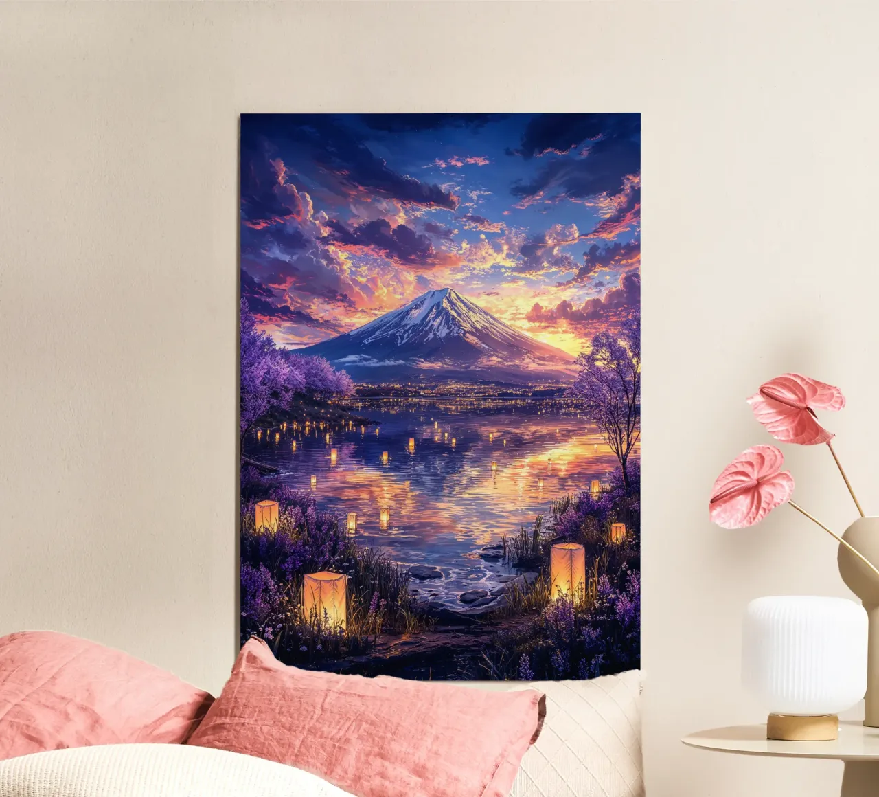 Fuji’s Lantern Dreamscape poster con telaio in plastica da Pixaverse
