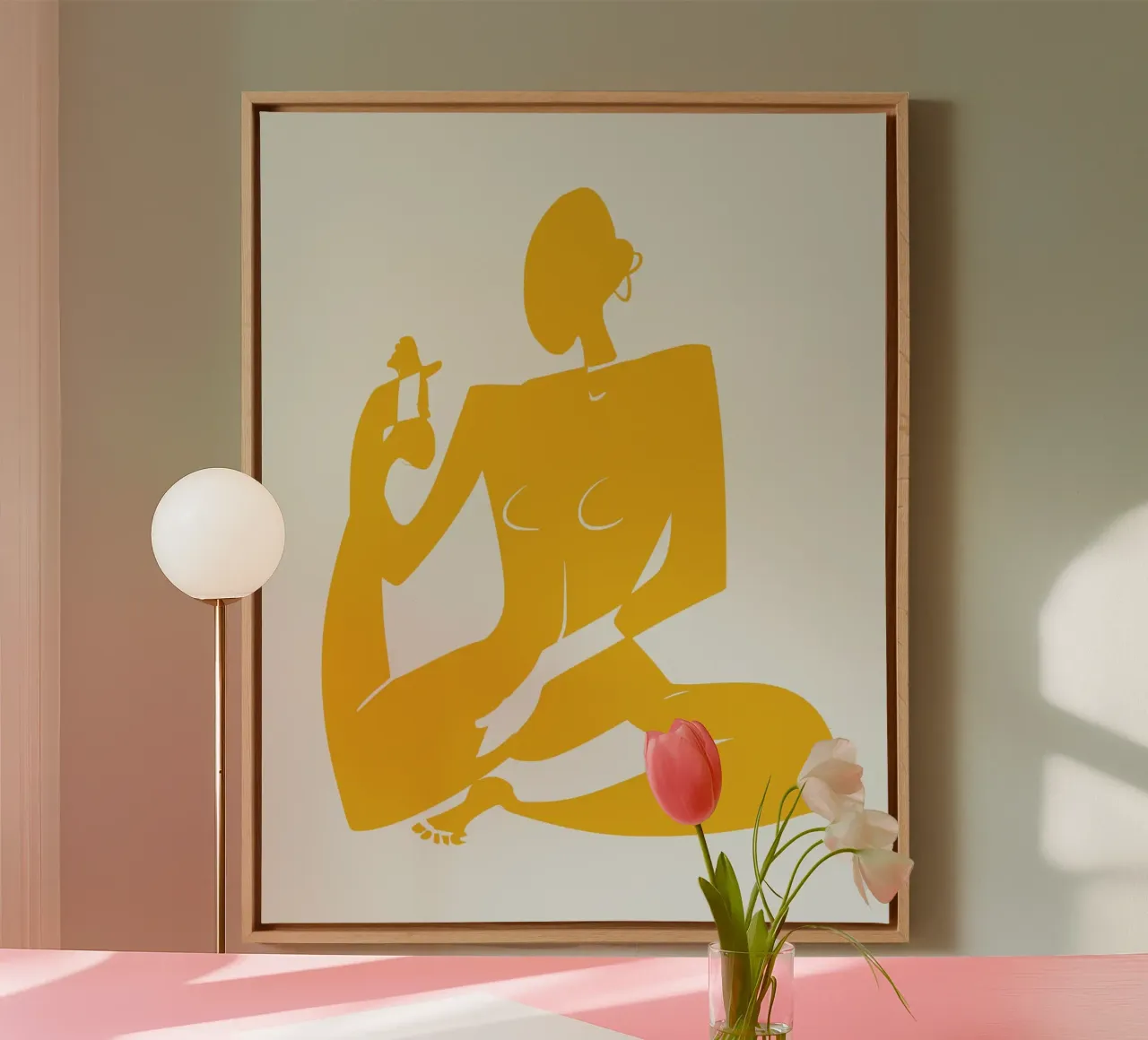 Nudo su giallo 05 tela con Cornice a cassetta da Little Dean