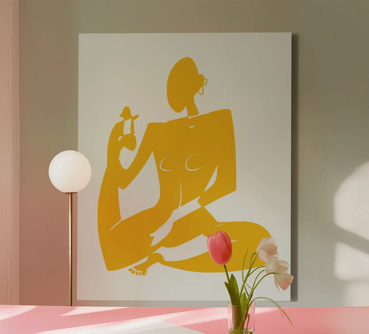 Nudo su giallo 05 tela con Cornice a cassetta da Little Dean