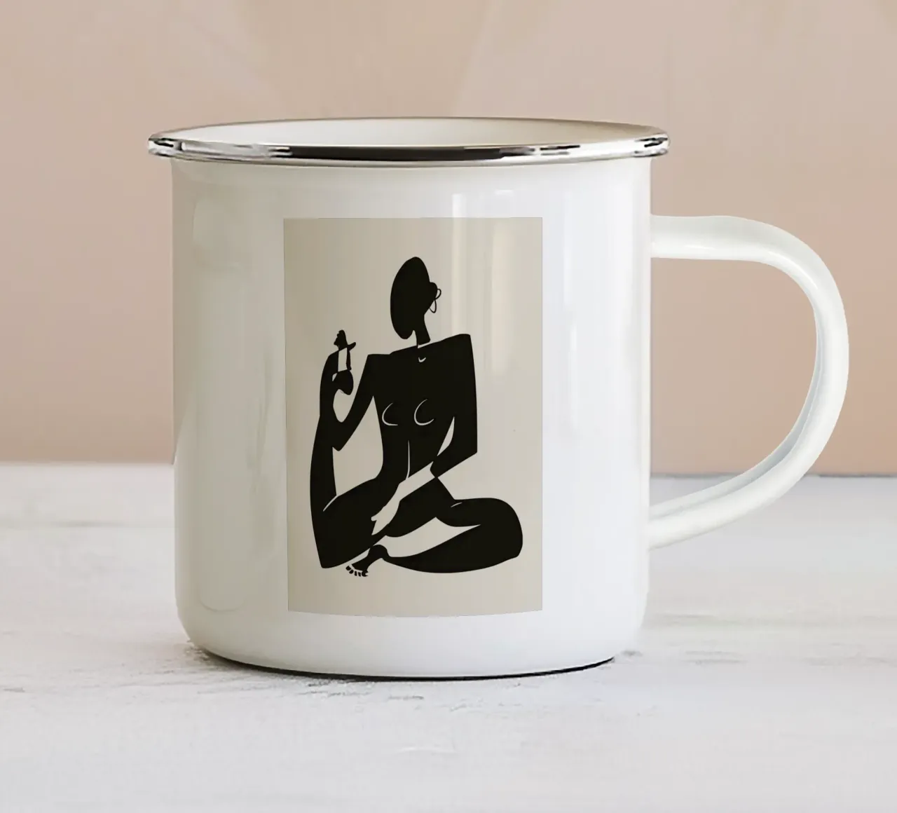 Nudo in nero 05 tazza in smalto da Little Dean
