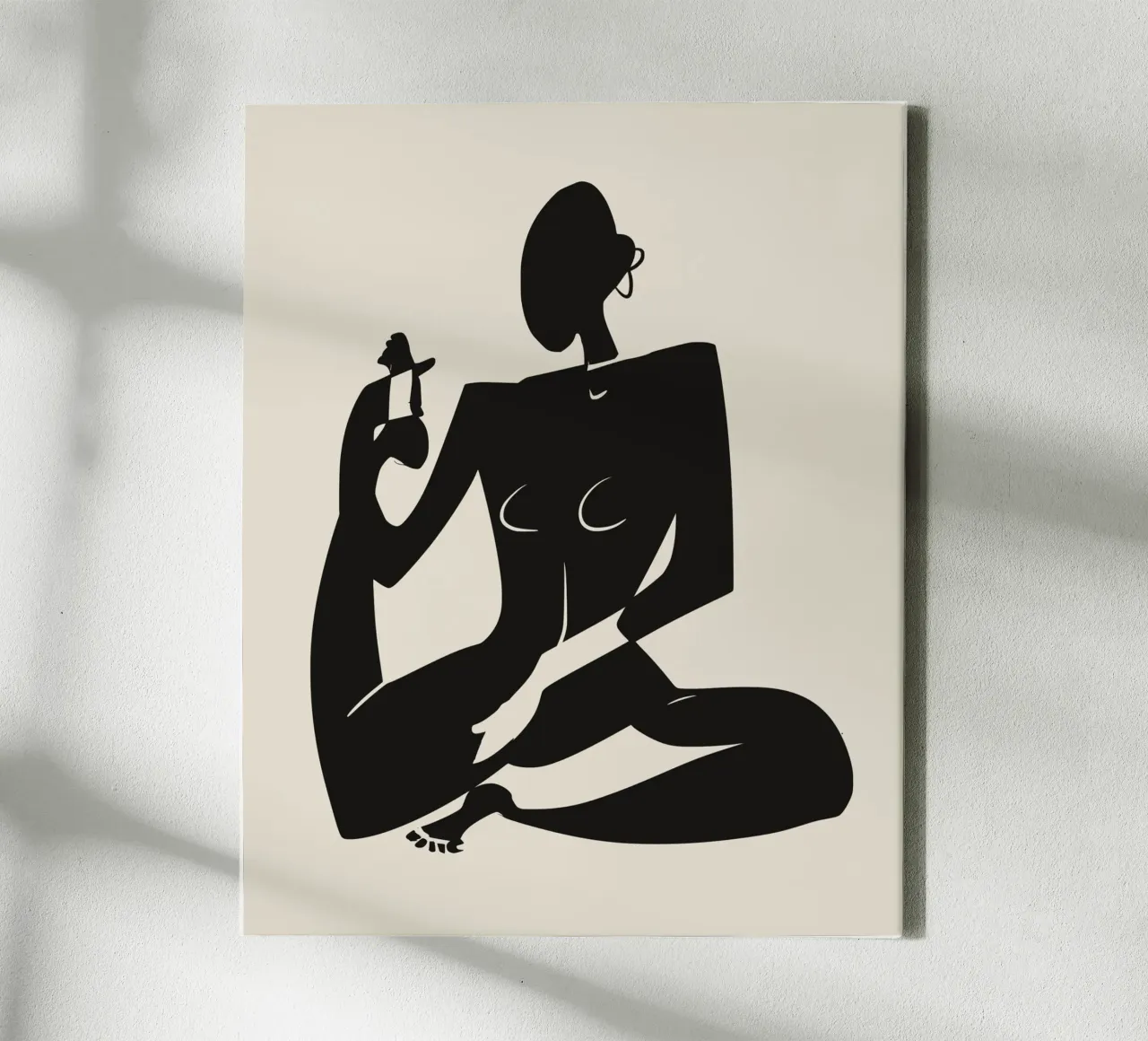Nackt in Schwarz 05 Leinwand mit Schattenfugenrahmen von Little Dean