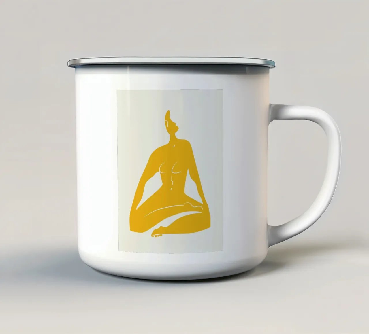 Nudo su giallo 06 tazza in smalto da Little Dean