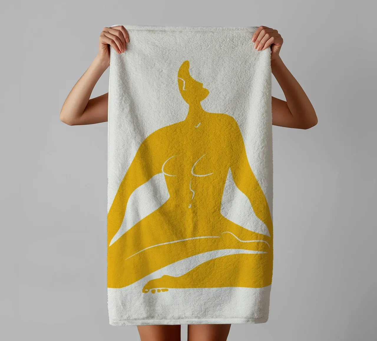 Nu sur jaune 06 serviette de bain de Little Dean