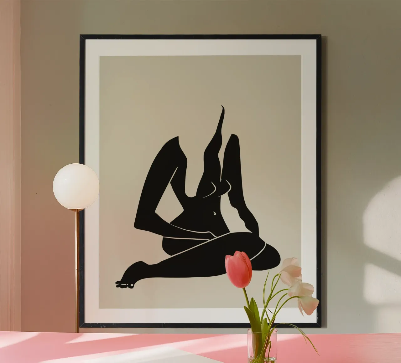 Nudo in nero 07 poster con telaio in alluminio da Little Dean