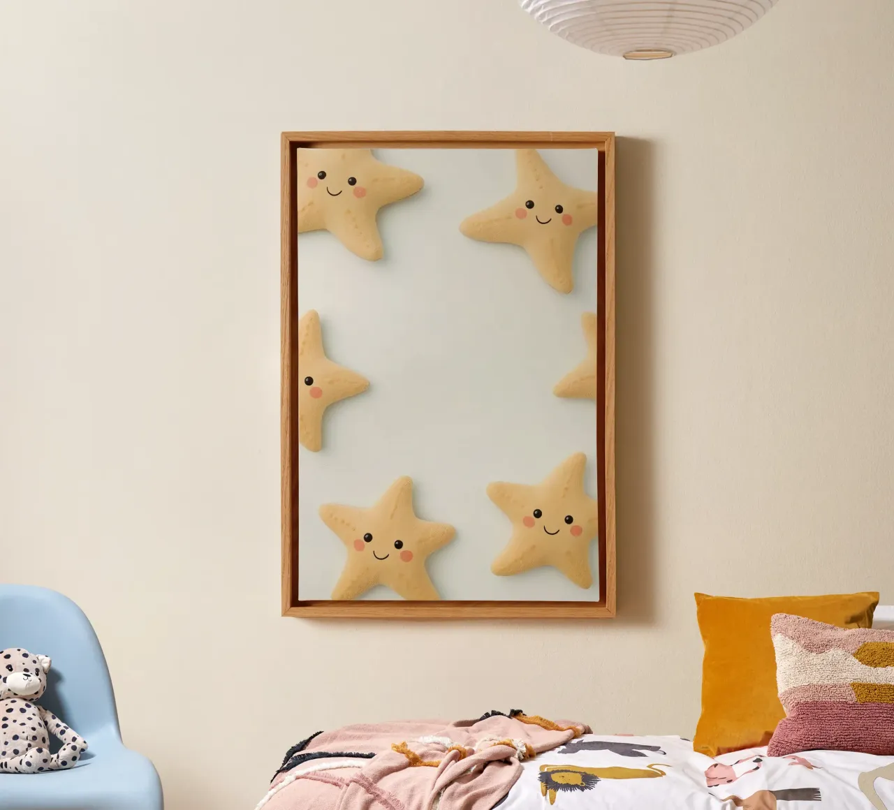 Gelukkig Schattig Zeesterren Pluchen Speelgoed op Witte Achtergrond canvas met Baklijst van DesignDoodle