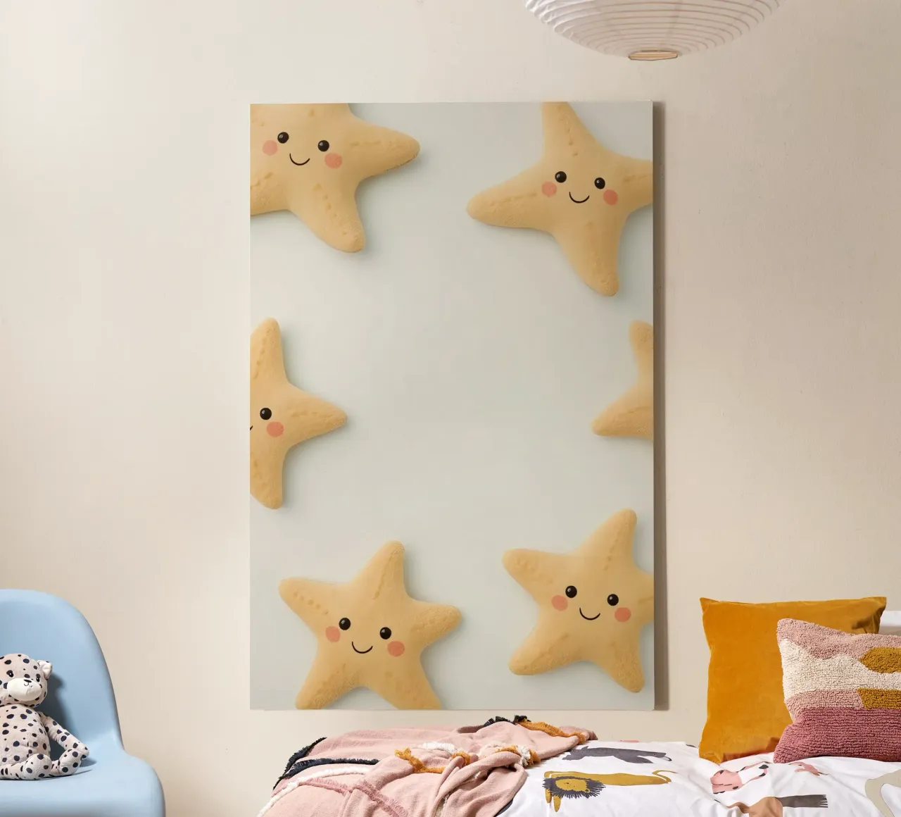 Gelukkig Schattig Zeesterren Pluchen Speelgoed op Witte Achtergrond canvas met Baklijst van DesignDoodle