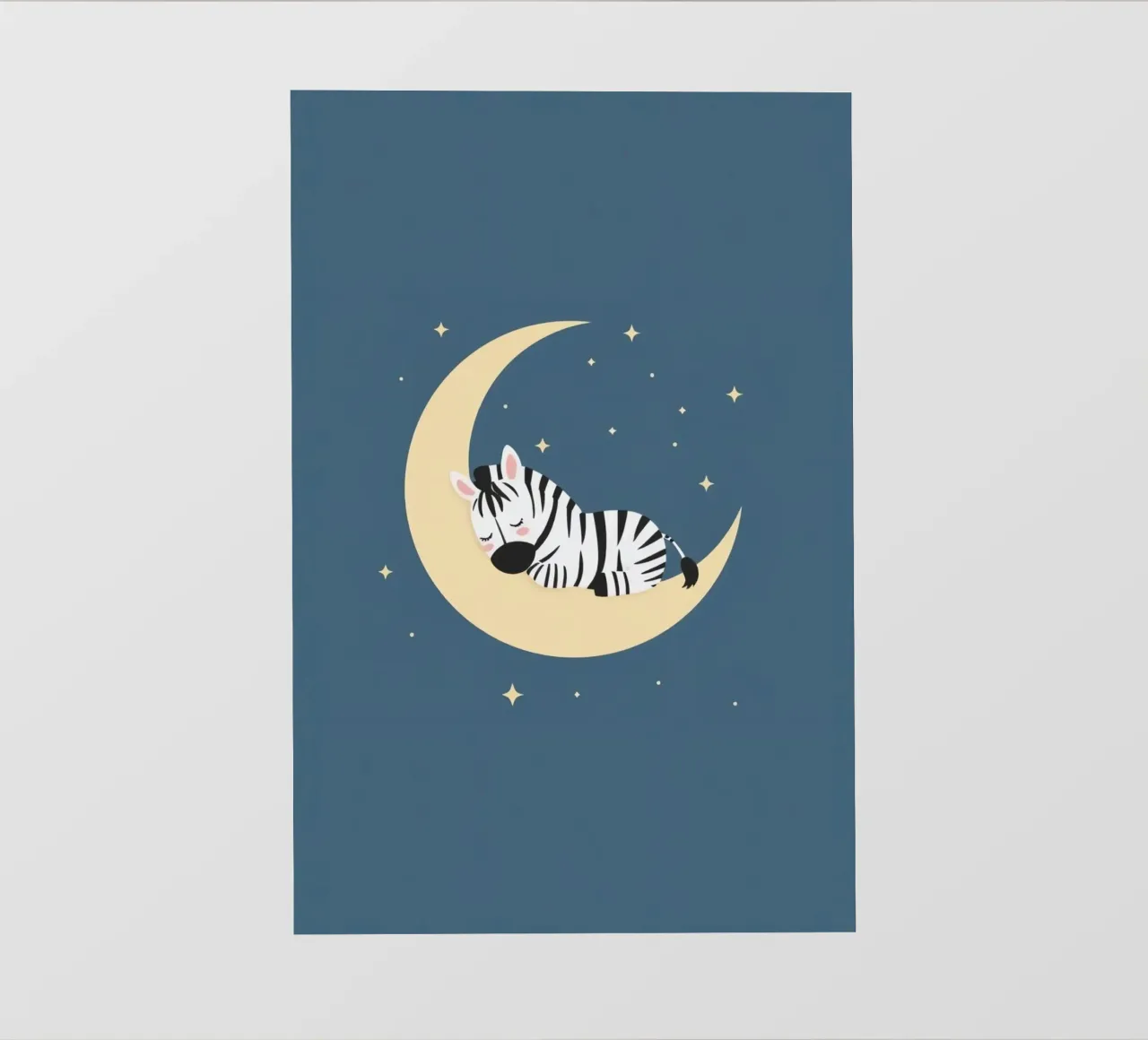 Dormire Zebra carino sulla luna crescente con le stelle pellicola backlit da DesignDoodle