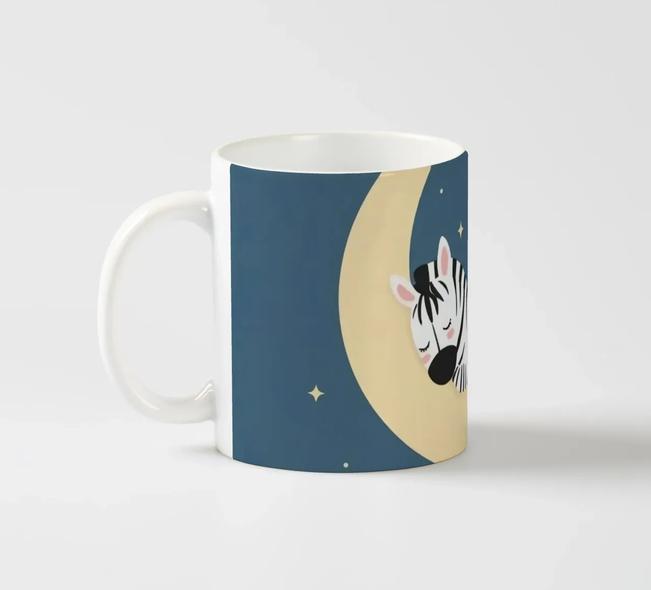 Dormire Zebra carino sulla luna crescente con le stelle tazza in ceramica da DesignDoodle