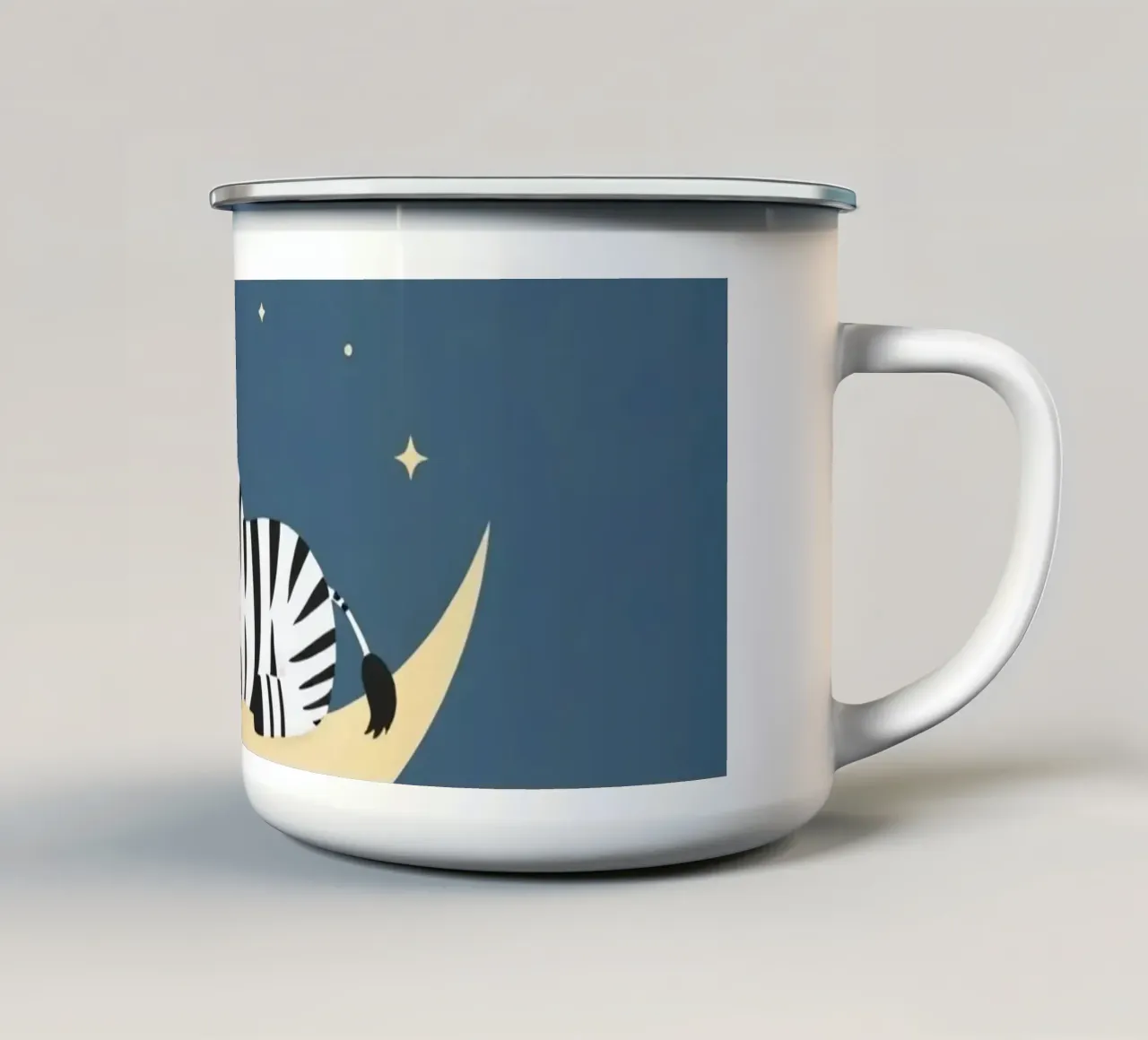 Dormire Zebra carino sulla luna crescente con le stelle tazza in smalto da DesignDoodle