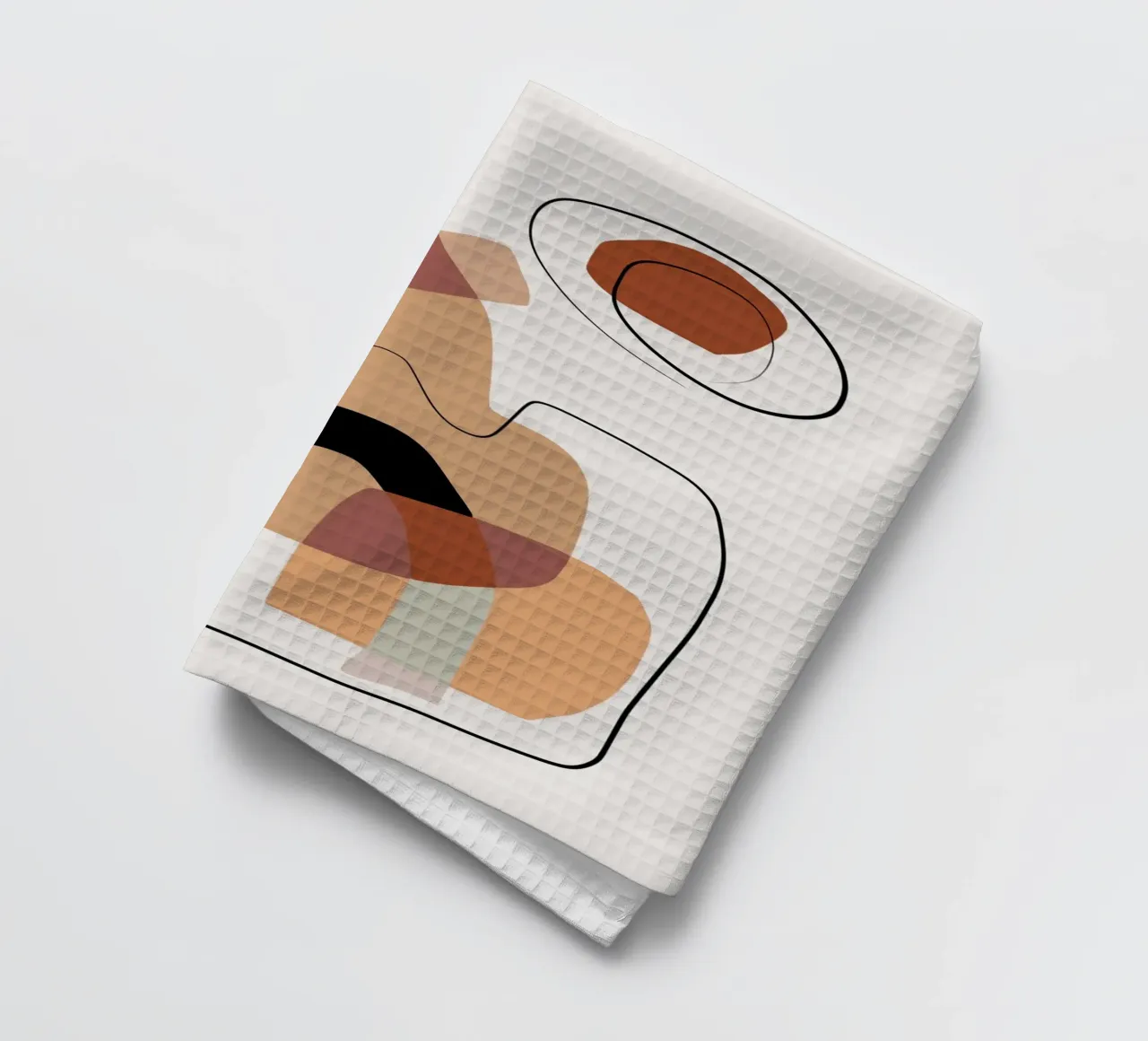 Abstracte portretcompositie theedoek van Little Dean