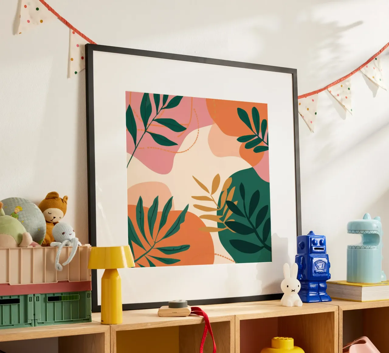 Forme botaniche di terra poster con telaio in alluminio da Sure Paint