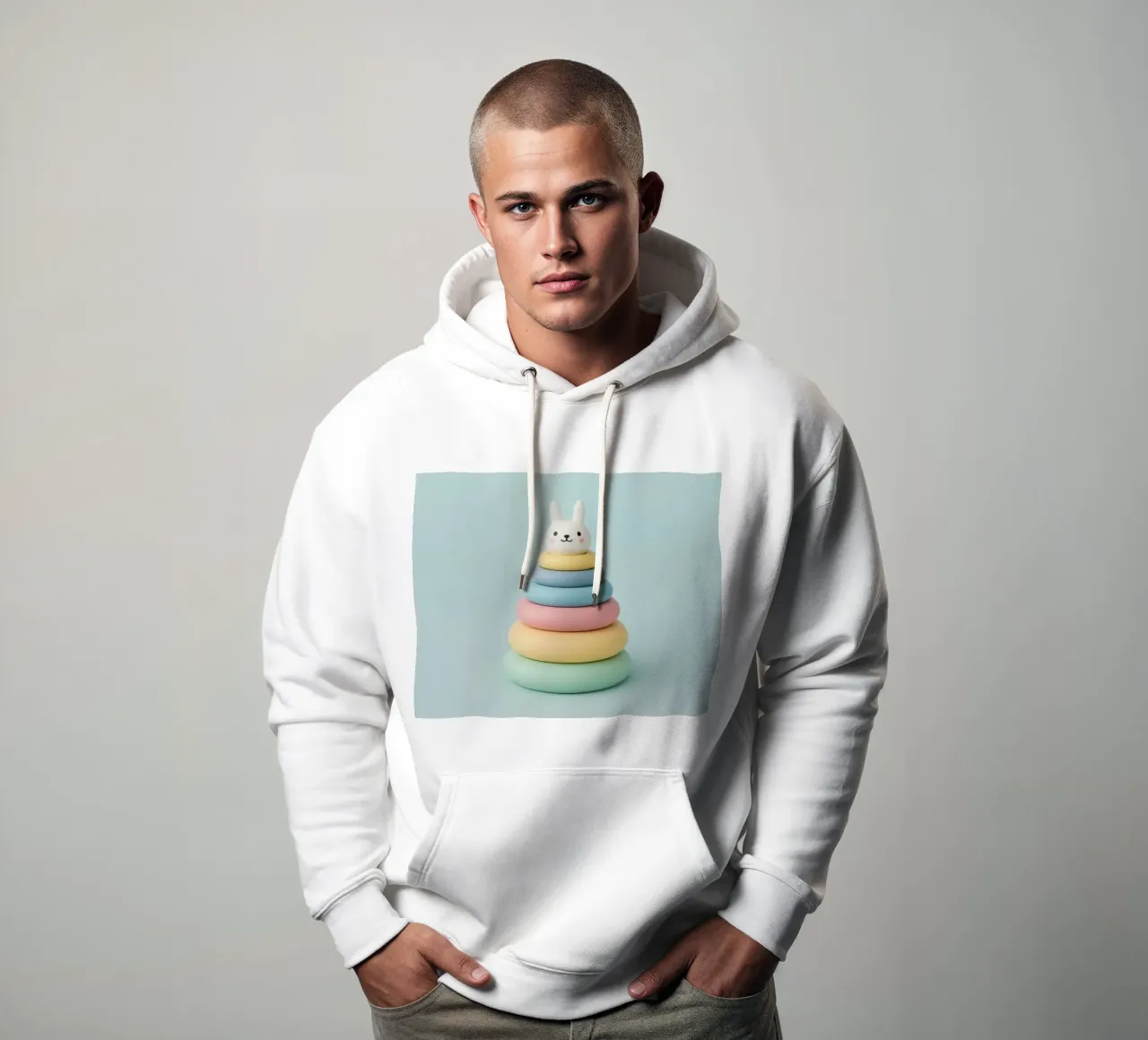 Simpatici anelli impilabili con coniglietto felpa con cappuccio da DesignDoodle