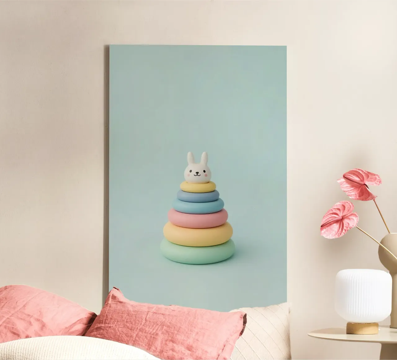 Simpatici anelli impilabili con coniglietto tela con Cornice a cassetta da DesignDoodle