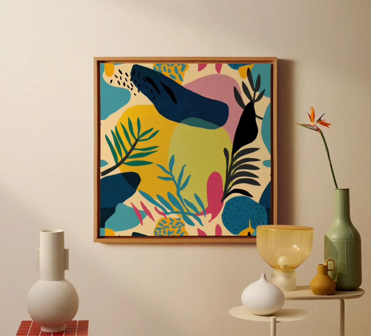 Golden Hour Jungle canvas with Floater frame by Sure Paint