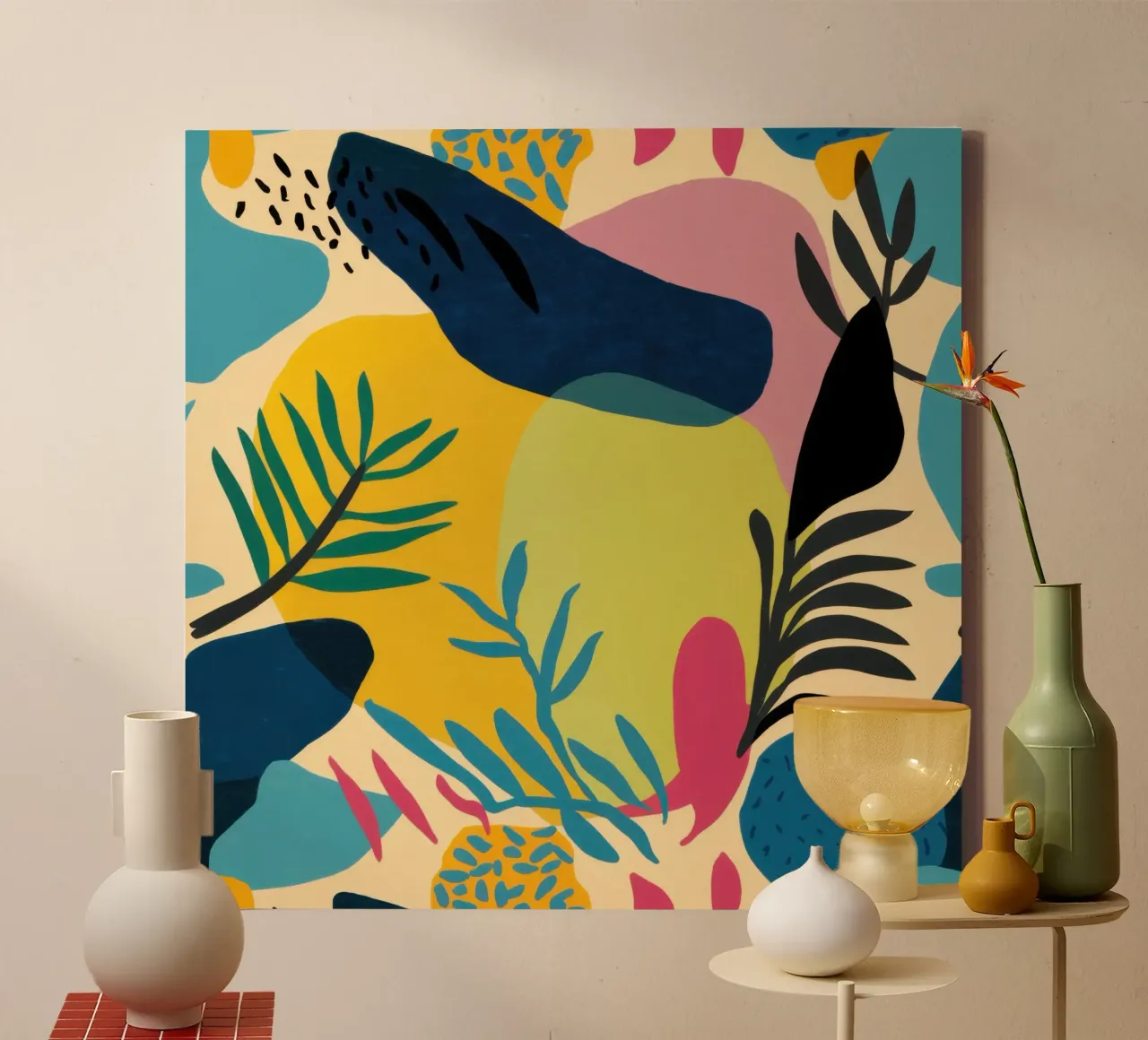 Golden Hour Jungle canvas with Floater frame by Sure Paint