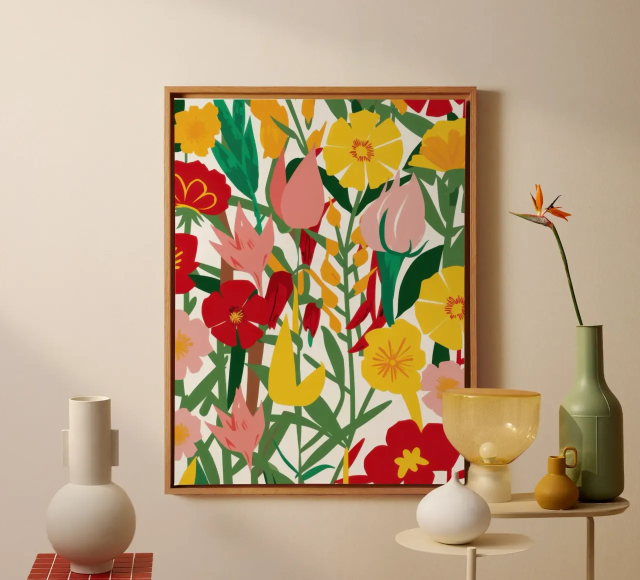 Simple Tulip Joy lienzo con Marco flotante de Moon Revolver