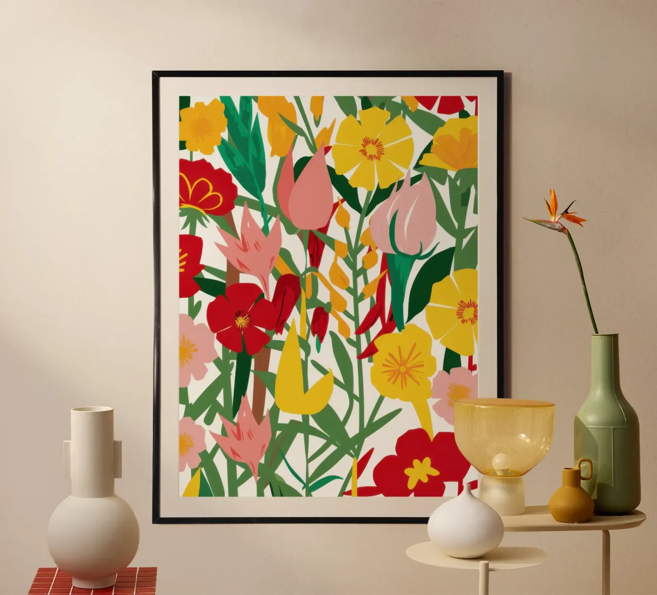 Simple Tulip Joy Poster mit Kunststoffrahmen von Moon Revolver