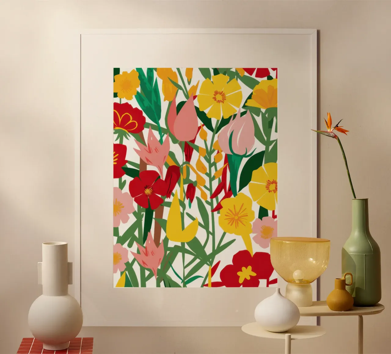 Simple Tulip Joy Poster mit Kunststoffrahmen von Moon Revolver