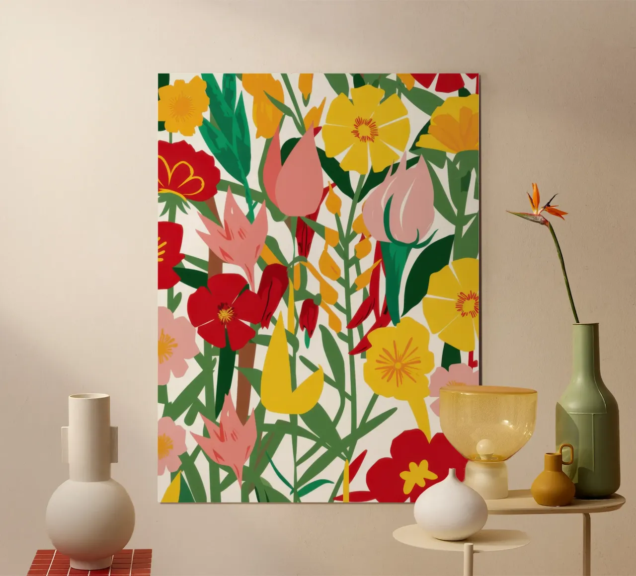 Simple Tulip Joy Poster mit Kunststoffrahmen von Moon Revolver