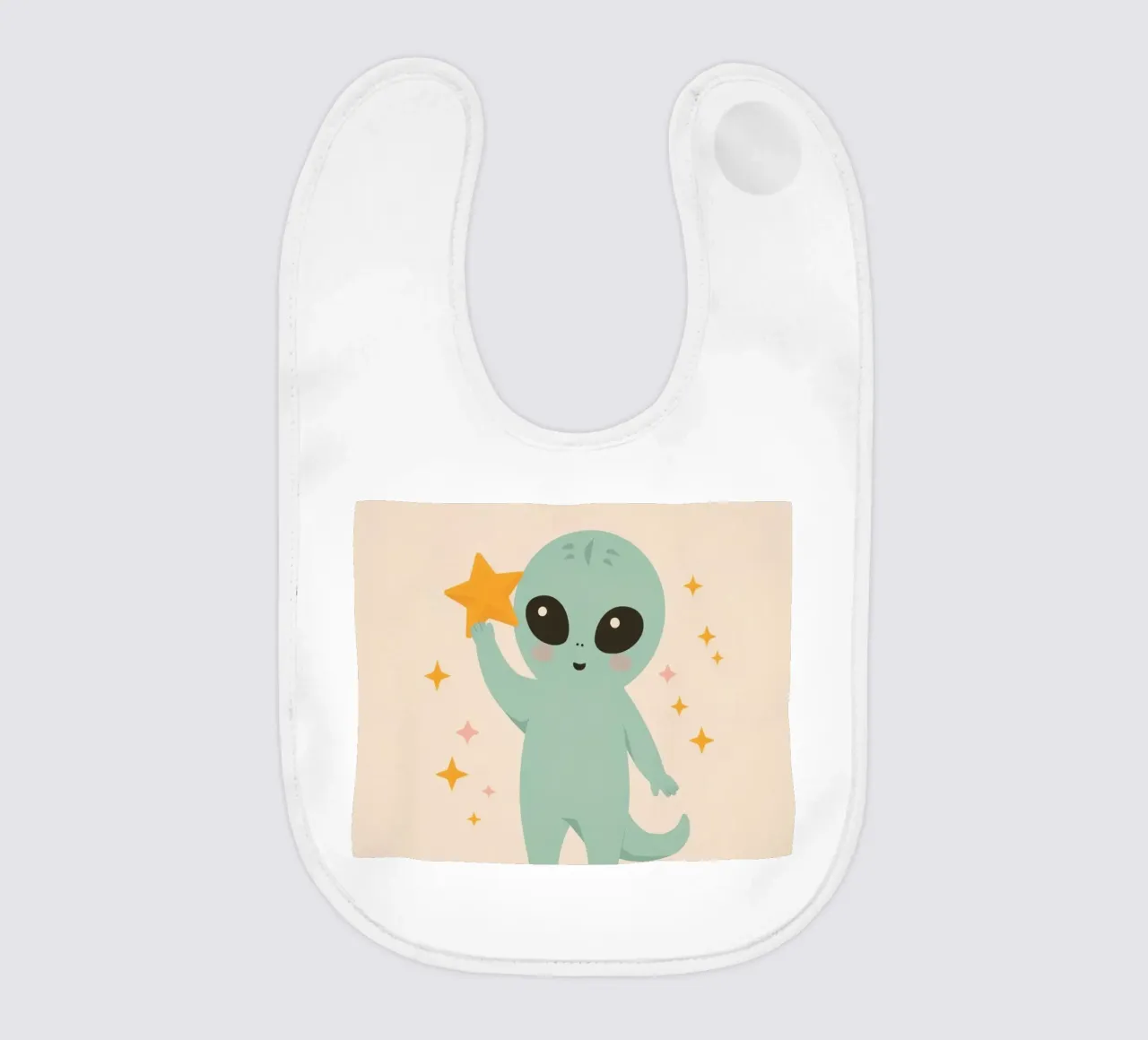 Alien vert mignon tenant une étoile jaune bavoir de DesignDoodle