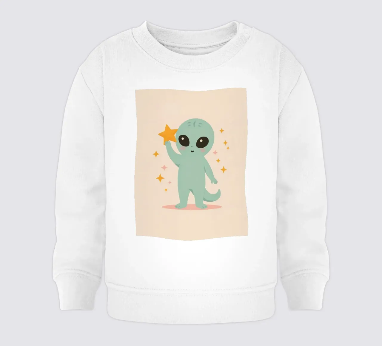Alien vert mignon tenant une étoile jaune sweat pour bébé de DesignDoodle