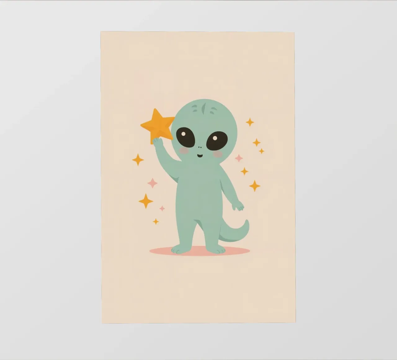 Alien vert mignon tenant une étoile jaune bâche pvc de DesignDoodle