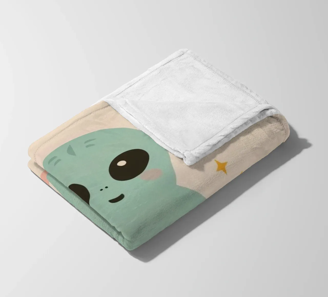 Alien vert mignon tenant une étoile jaune plaid polaire de DesignDoodle