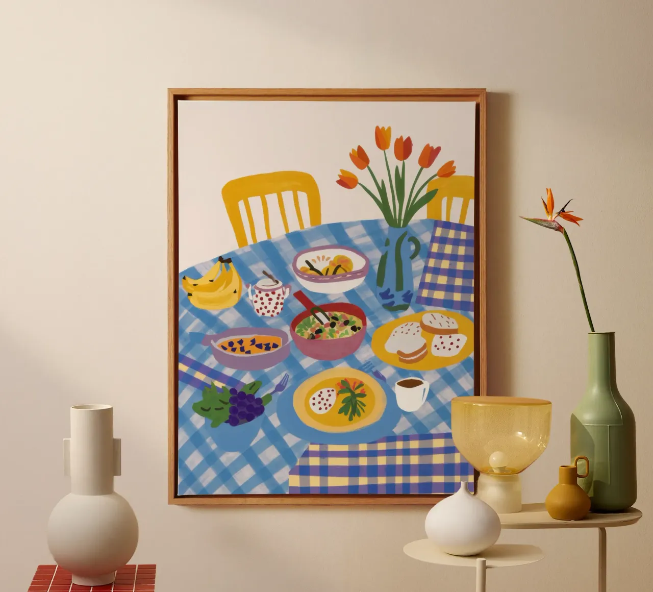 Geruite Tafel Feest canvas met Baklijst van Enter Bloom