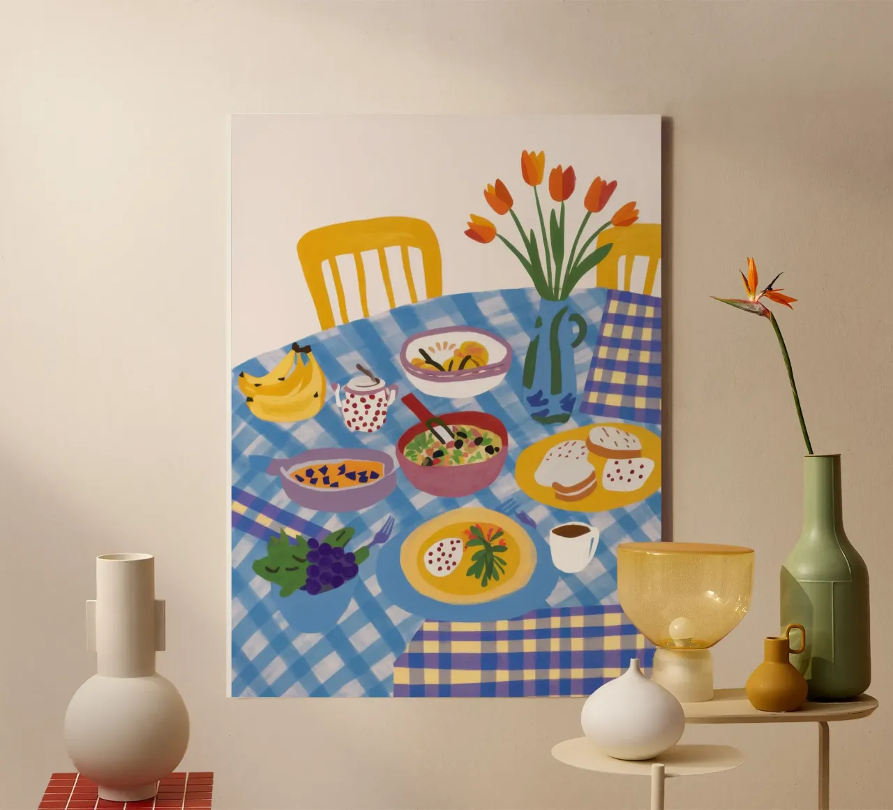 Geruite Tafel Feest canvas met Baklijst van Enter Bloom